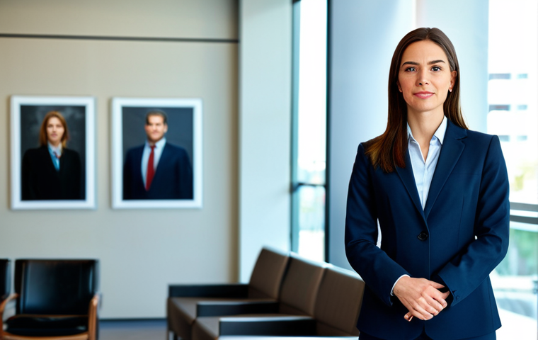 ** A professional businesswoman in a modest business suit, standing confidently in a modern office lobby.  She is fully clothed in appropriate attire.  The background includes blurred office workers and contemporary art.  Safe for work, perfect anatomy, correct proportions, professional photography, high quality, family-friendly.

**