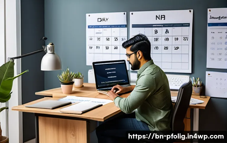 포트폴리오 경력 디자인을 위한 시간 투자 전략 - A professional Bengali man working diligently at a modern desk with a laptop and planner, creating a...