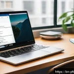 Home 23 비즈니스 전문가를 위한 포트폴리오 경력 전략 - A professional Bengali digital portfolio workspace scene, featuring a modern laptop screen displayin...